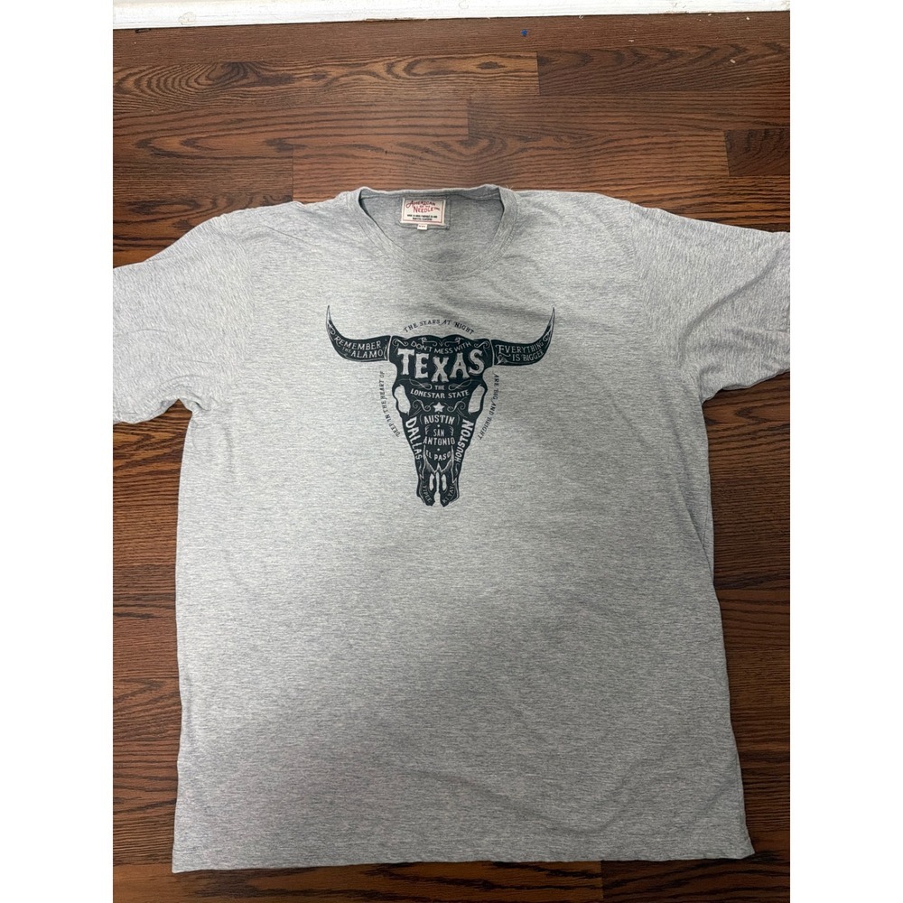 American Needle Texas Longhorn Skull Graphic T-Shirt Mens XXL Gray Short Sleeve
